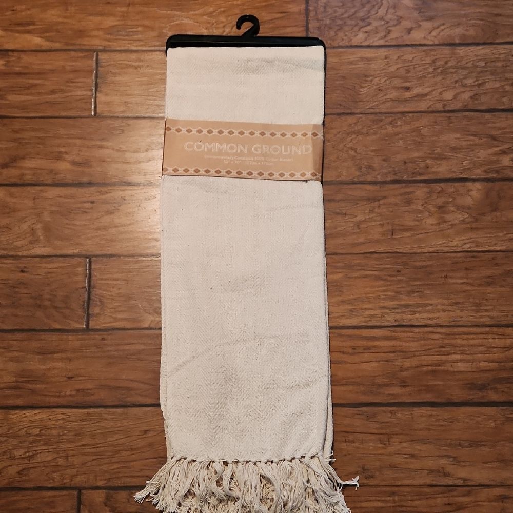 Cream Cotton Blanket By Common Ground, New With Tag